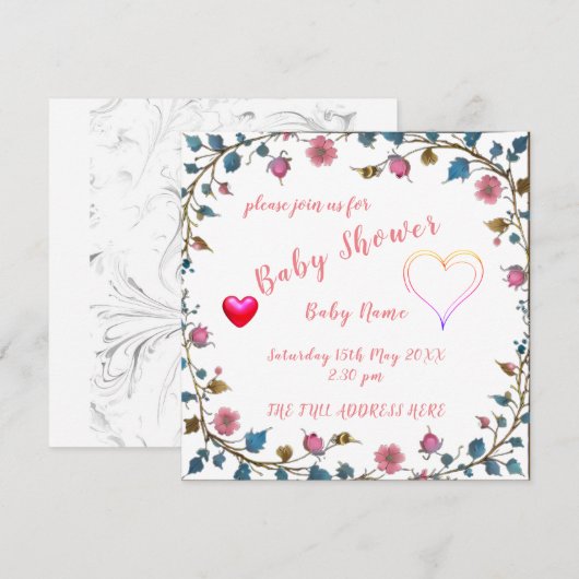 Baby shower hart save the date (Voorkant / Achterkant)