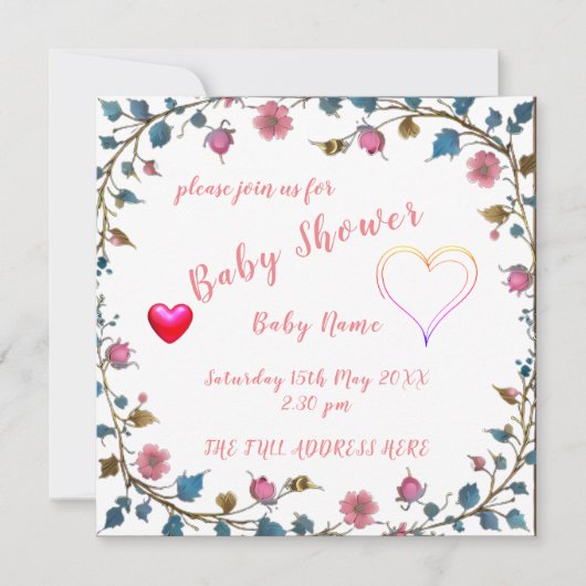 Baby shower hart save the date (Voorkant)