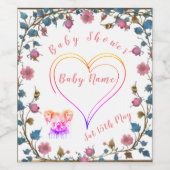Baby shower hart wijn etiket (Enkel label)