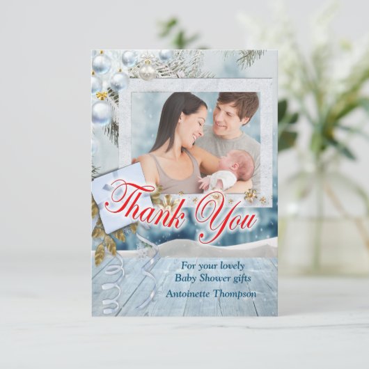 Baby shower Hartelijk dank Bedankkaart (Staand voorkant)