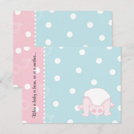 Baby shower Hartelijk dank, blauwe/roze preek-a-bo Bedankkaart (Voorkant / Achterkant)