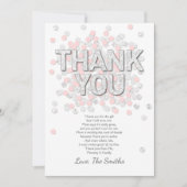 baby shower Hartelijk dank Confetti Silver roze Bedankkaart (Voorkant)