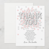 baby shower Hartelijk dank Confetti Silver roze Bedankkaart (Voorkant / Achterkant)