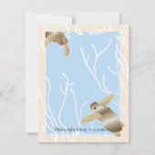 Baby shower Hartelijk dank, Cream/Blue Turtle Bedankkaart (Voorkant)