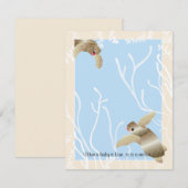 Baby shower Hartelijk dank, Cream/Blue Turtle Bedankkaart (Voorkant / Achterkant)