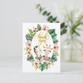 Baby shower Hartelijk dank | Cute Safari Friends Briefkaart (Staand voorkant)