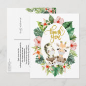 Baby shower Hartelijk dank | Cute Safari Friends Briefkaart (Voorkant / Achterkant)