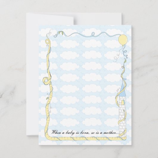 Baby shower Hartelijk dank, geel/blauw Castle Bedankkaart (Voorkant)