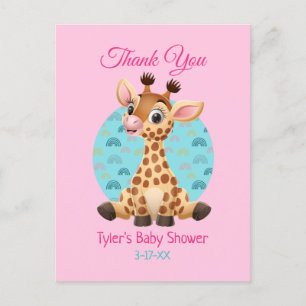 Baby shower Hartelijk dank, Giraffe DIY-naam en -b Briefkaart