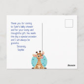 Baby shower Hartelijk dank, Giraffe DIY-naam en -b Briefkaart (Achterkant)