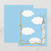 Baby shower Hartelijk dank, Gold/Silver Castle Bedankkaart (Voorkant / Achterkant)