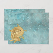 Baby shower Hartelijk dank Kaart "Gold Dolphins Ma (Voorkant / Achterkant)