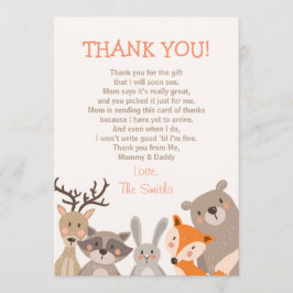 Baby shower Hartelijk dank - Kaart Woodland