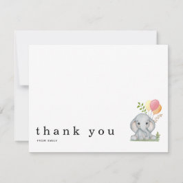Baby shower Hartelijk dank Naam Elephant Note Card Notitiekaartje