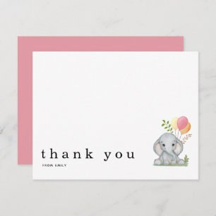 Baby shower Hartelijk dank Naam Elephant Note Card Notitiekaartje