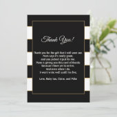 baby shower Hartelijk dank Opmerking: Gold White B Bedankkaart (Staand voorkant)