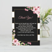 baby shower Hartelijk dank Opmerking roze bloemen  Bedankkaart (Staand voorkant)