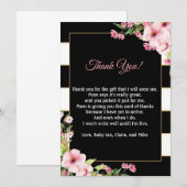baby shower Hartelijk dank Opmerking roze bloemen  Bedankkaart (Voorkant / Achterkant)