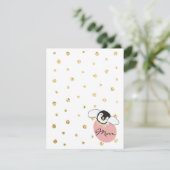 baby shower Hartelijk dank, "Penguin Pink/Gold" Bedankkaart (Staand voorkant)