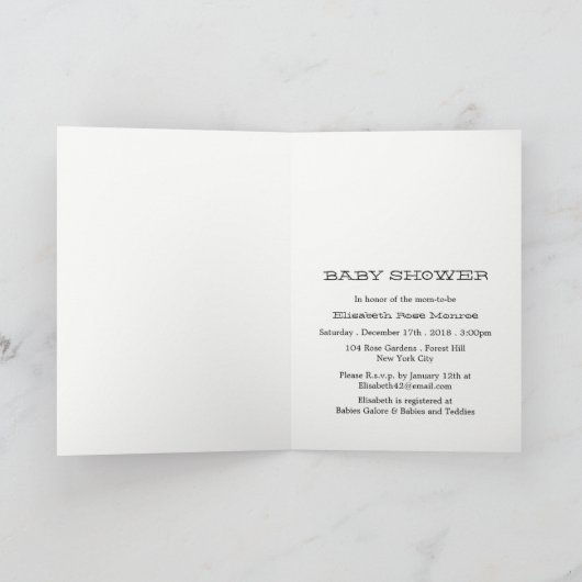  Baby shower hartslag Uitnodiging (Binnen)