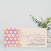 baby shower Heart Invitation Girl Kaart (Staand voorkant)