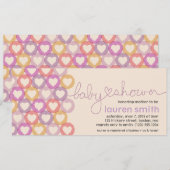 baby shower Heart Invitation Girl Kaart (Voorkant / Achterkant)