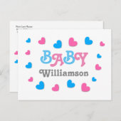 Baby shower Hearts Collectie A24 Uitnodiging Briefkaart (Voorkant / Achterkant)