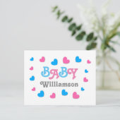 Baby shower Hearts Collectie A24 Uitnodiging Briefkaart (Staand voorkant)