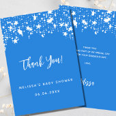 Baby shower helderblauwe sterren bedankje kaart