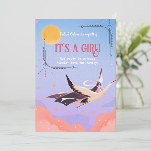 baby shower hemelse magie kaart (Staand voorkant)