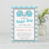 baby shower herbergen Boy, blauw, wit, kleur Kaart (Staand voorkant)
