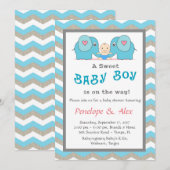 baby shower herbergen Boy, blauw, wit, kleur Kaart (Voorkant / Achterkant)