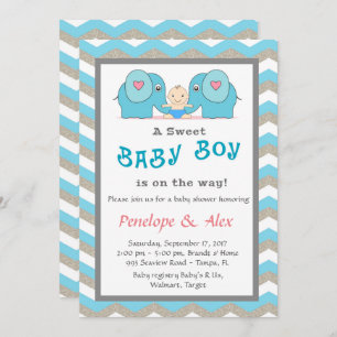 baby shower herbergen Boy, blauw, wit, kleur Kaart