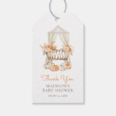Baby Shower Herfst Bloemige Pompoen Cadeaulabel (Voorkant)