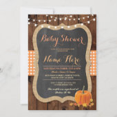 Baby shower Herfst Pompoen Herfst Check Uitnodigen Kaart (Voorkant)