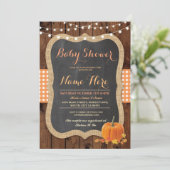 Baby shower Herfst Pompoen Herfst Check Uitnodigen Kaart (Staand voorkant)