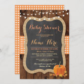 Baby shower Herfst Pompoen Herfst Check Uitnodigen Kaart (Voorkant / Achterkant)
