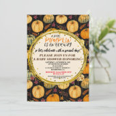 Baby Shower Herfst Pompoen Landelijk Jute Hout uni Kaart (Staand voorkant)