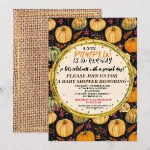 Baby Shower Herfst Pompoen Landelijk Jute Hout uni Kaart