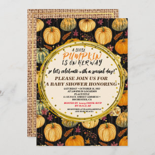 Baby shower Herfst Pumpkin Rustic Burlap Wood unis Kaart