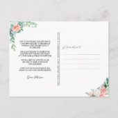 Baby shower herschikt Blush Pink Floral Aankondigingskaart (Achterkant)