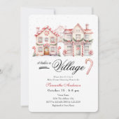Baby Shower Het Dorp in de Winter Kaart (Voorkant)