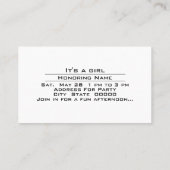 Baby shower Het is een aankondigingsuitnodiging vo Visitekaartje (Achterkant)