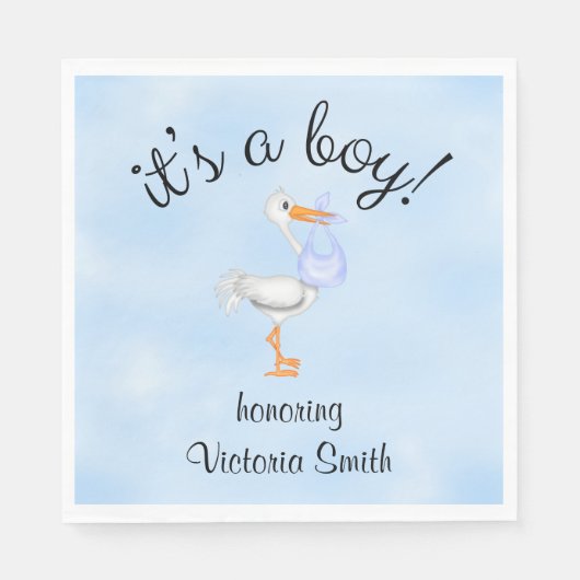 Baby shower Het is een Boy Baby Boy Stork Servetten (Voorkant)