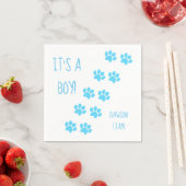 Baby shower Het is een Boy Blue Paw Prints Thema Servet (Insitu)