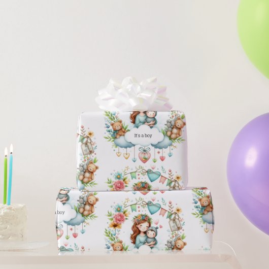 Baby shower Het is een Boy Blue Wrapping Paper Cadeaupapier (Feestgeschenken)