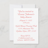 Baby shower Het is een Girl Pink Invitation Flat C (Achterkant)