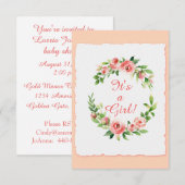 Baby shower Het is een Girl Pink Invitation Flat C (Voorkant / Achterkant)