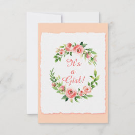 Baby shower Het is een Girl Pink Invitation Flat C