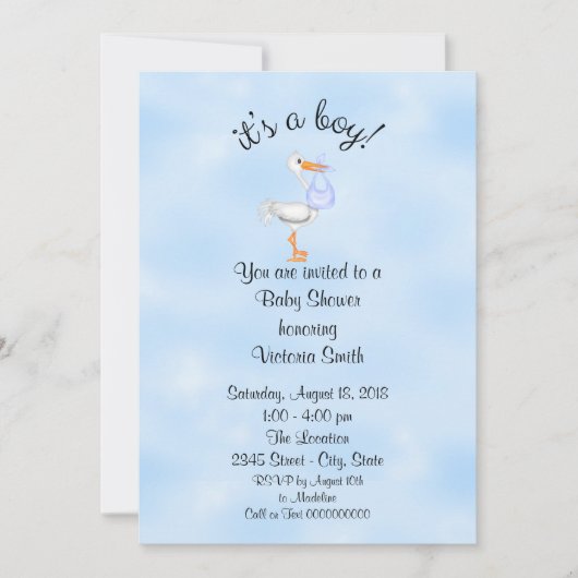 baby shower Het is een Jongen Baby Stork Kaart (Voorkant)